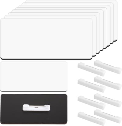 8 stuks sublimatie naamplaatje doe-het-zelf blanco ID naambadge naamplaatje blanco met ronde hoeken pin achterkant naamplaatje badge voor school kantoor (3,8 x 7,6 cm)
