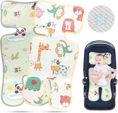 Ademend Zomer Zitkussen voor Buggy en Kinderwagen - 2 Stuks, Universele Zitinleg voor Kinderen, Comfortabel en Multicolor