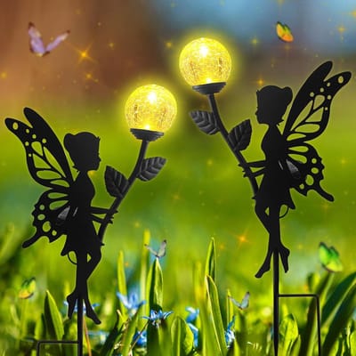 Set van 2 Zonne-energie Tuinverlichting - Waterdichte LED Glasbal Decoratieve Lampen voor Buiten en Tuinverlichting