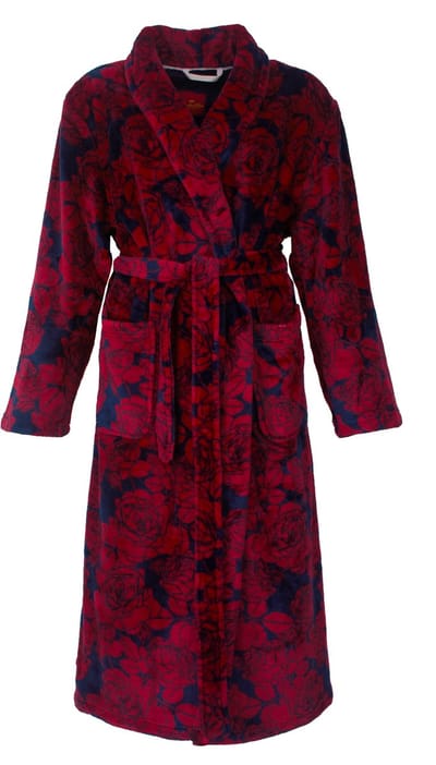 Medaillon Dames Badjas - Fleece - Blauw/Rood - Maat S