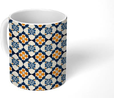 Mok - Koffiemok - Klassiek - Geometrisch - Blauw - Mokken - 350 ML - Beker - Koffiemokken - Theemok
