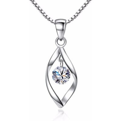 925 Sterling Zilver Dames Mode Nieuwe Sieraden Hoge Kwaliteit Kristal Zirkoon Retro Eenvoudige Hanger Ketting Lang 45CM gray
