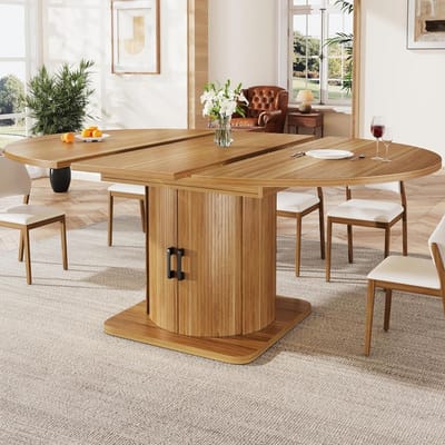 Eettafel uittrekbaar - Keukentafel ovaal - Ruimtebesparend eten - Flexibel om te bouwen - 118-158 cm - Donkerbruin