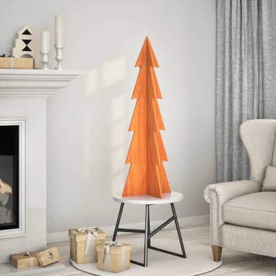 vidaXL - Kerstdecoratie - kerstboom - 112 - cm - massief - grenenhout - wasbruin