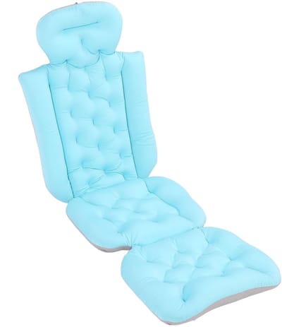 Dailygoody - Badkussen voor Volwassenen - Ergonomisch Ontwerp - Antislip en Sneldrogend - Blauw - Hoofdsteun en Rugsteun - Comfortabel Baden - Ontspan