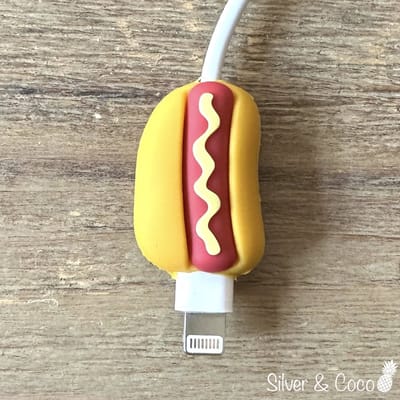 SilverAndCoco® - Kabeldiertjes / Kabelprotector / Kabelbeschermer Mobiele Telefoon Kabel Lader beschermer / Kabelbijter iPhone iPad Android oplader - Hotdog