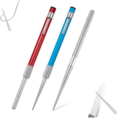Allecto Diamantmessenslijper - Draagbare slijpers voor jacht- en keukenmessen - Blauw + Rood - Diamanten slijpers - Ideaal voor vissers -...