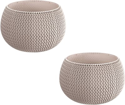 Prosperplast Kunststof bloempot/plantenpot Splofy - 3x - taupe D19 x H20 cm - 4 liter - rond - buiten/tuin potten