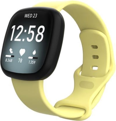 By Qubix - Compatible Fitbit bandje - geschikt voor Fitbit Versa 3 & 4 / Sense 1 & 2 Sportbandje - Geel - Maat: S/M Smartwatchbandje bandje Armband Polsband Strap Band Watchband