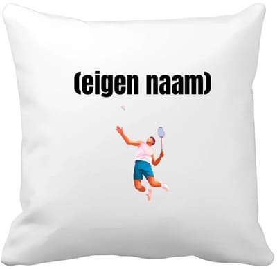 Akyol - badminton met man Kussen hoes - Badminton - badmintoners - met eigen naam - badminton liefhebbers - cadeau - kado - 40 bij 40 cm