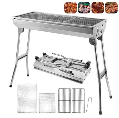 PIPIPOXER-Opvouwbare Houtskool BBQ Grill voor Buiten -voor op de camping, staande grill