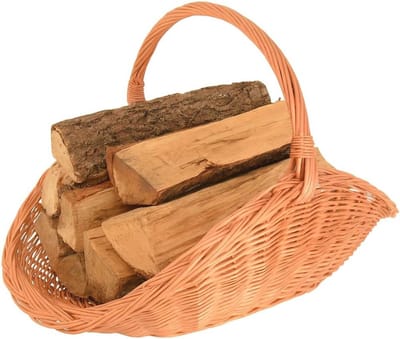 Brandhoutmand Wilgentenen - Decoratieve mand - Haardhout Opslag - Handgevlochten Uniek - XL 70x44 cm - Natuurlijk Bruin