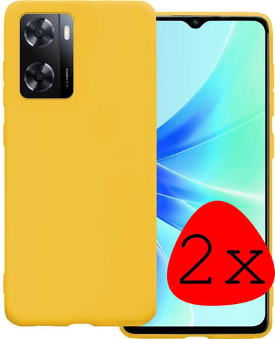 Hoesje 2 Stuks - Geschikt voor OPPO A57s - Sterk & Shockproof - Case Siliconen - Back Cover - Telefoon Hoes - Geel