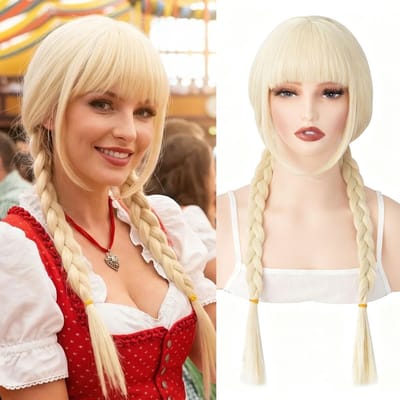 Dailygoods- Pruik lange dubbele vlechten - verstelbare pasvorm - hittebestendige synthetische vezels - 23 inch/58 cm - voor vrouwen - Halloween/carnaval - Cosplayhaar