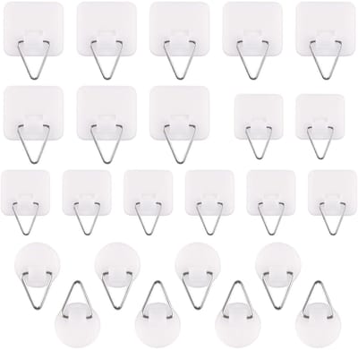 Dailygoods- Fotohaak 24 Stuks - Zelfklevend - Wanddecoratie - Schadevrij - Hoge Kwaliteit - Duurzaam Plastic/Metaal - Fotohanger