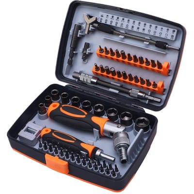 68 in 1 Ratelschroevendraaierset CR V Staal Draaibare Ratelhandgreep Verlengstuk Multifunctioneel gray