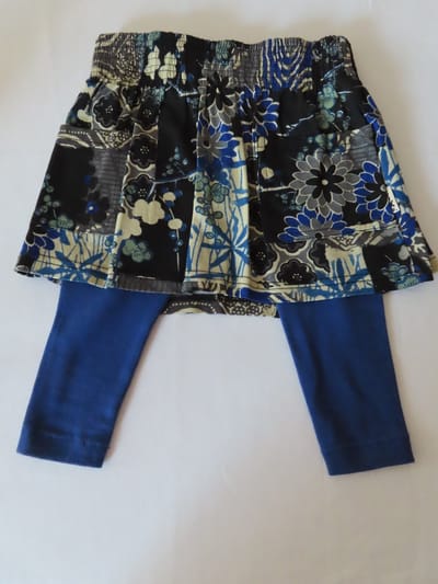 Rok + Legging - Blauw / zwart bloem - 2 jaar 92