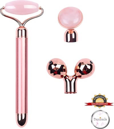 Demiracle® 3 in 1 Energy Beauty Bar – Rozenkwarts – Gezichtsroller – Face Roller – Gezichtsmassage - Cadeau voor vrouw, moeder en geliefde