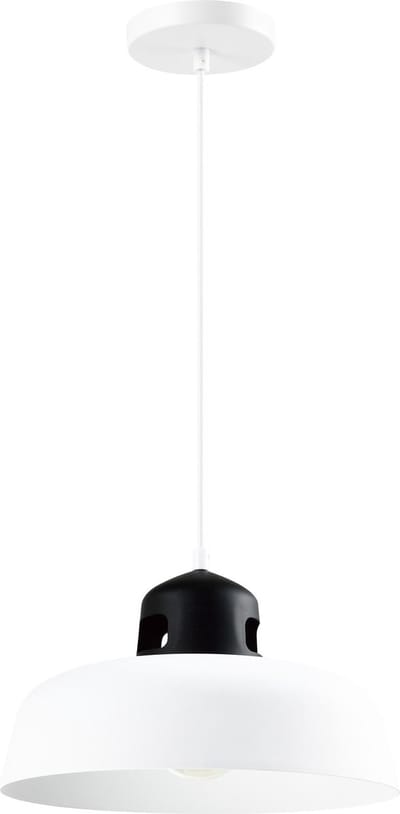 QUVIO Hanglamp industrieel - Lampen - Plafondlamp - Verlichting - Verlichting plafondlampen - Keukenverlichting - Lamp - E27 - Met 1 Lichtpunt - Voor binnen - D 30 cm - Metaal - Aluminium - Wit en zwart
