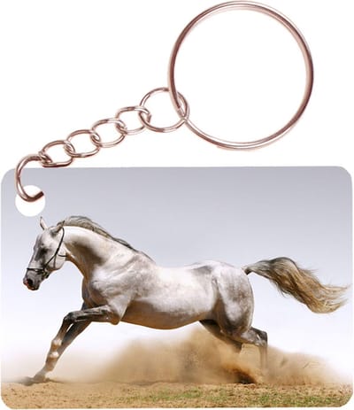 Sleutelhanger 6x4cm - Paard Wit Arabier Schimmel