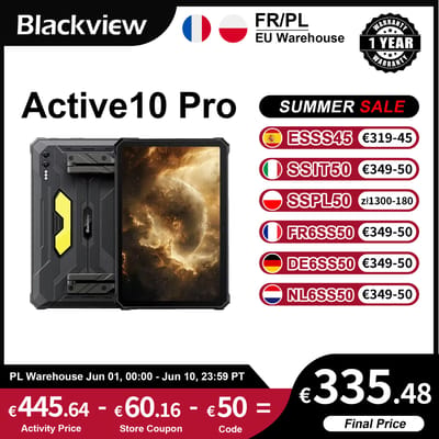 Blackview Active 10 Pro tablets in de uitverkoop Robuust 5G MTK 7300, 11 inch FHD+ scherm, 36(12+24)GB+512GB, 30000mAh batterij