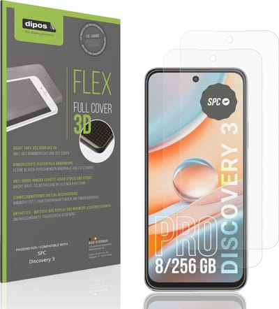 dipos FLEX – 2x Matte Screenprotector geschikt voor SPC Discovery 3 | Volledige Schermbescherming | Case-Friendly