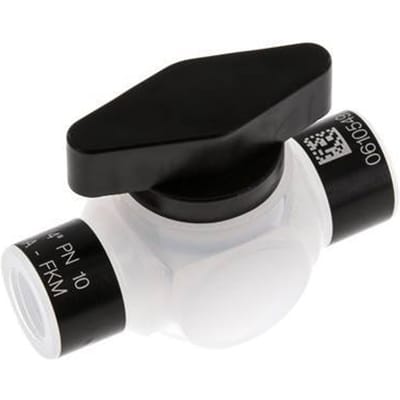 PFA 2-Weg Kogelkraan G 1/4'' FKM Vacuüm