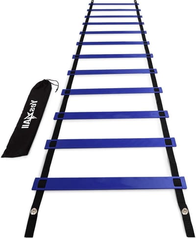 Behendigheidsladder - Trainingsladder oefenladder - Voetbaltraining snelheid - Duurzame kunststof sporten - Tot 7.6 meter - Blauw