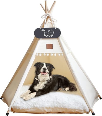SAVI® Huisdier tent - Dierenhuis Met Anti-mijt Overtrek - Beige - ‎60cm x 60cm x 70cm