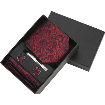 5-delige Heren Stropdassenset Exquise Heren Zakelijke Formele Kleding Bruiloftspak Smoking Stropdas Geschenkdoos black