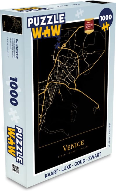 Puzzel Kaart - Luxe - Goud - Zwart - Legpuzzel - Puzzel 1000 stukjes volwassenen