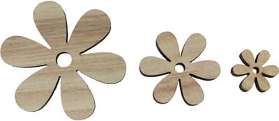 Strooidecoratie hout bloemen naturel bruin tafeldecoratie Ø2-6cm 20 st