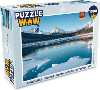 Puzzel Landschap - Winter - Meer - Bergen - Uitzicht - IJs - Legpuzzel - Puzzel 1000 stukjes volwassenen