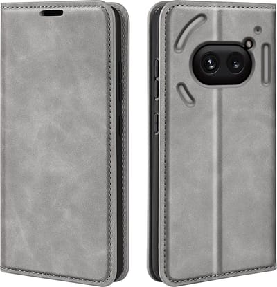MobyDefend Hoesje - Geschikt voor Nothing Phone (2a) / Nothing Phone (2a) Plus - Luxe Wallet Bookcase (Magnetische Sluiting) - Grijs