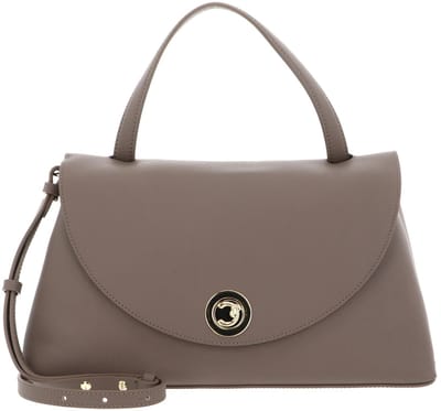 COCCINELLE Leren schoudertas handtas Nikla Handbag Double Grainy Leather Warm Taupe / Rosette