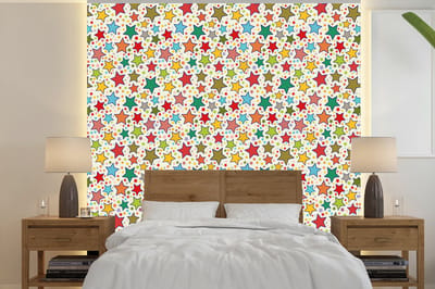 Behang - Fotobehang Patronen - Sterren - Kleuren - Jongens - Kinderen - Kids - Breedte 240 cm x hoogte 240 cm