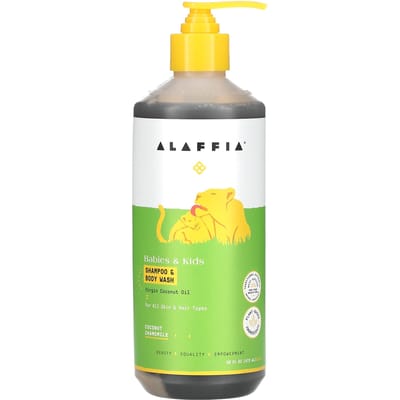 Alaffia, Everyday Coconut, Shampooing et Gel Douche, Pour Bébés et Enfants, Noix de Coco Camomille, 16 fl oz (475ml) yellow