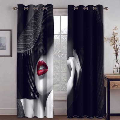 Sexy Bikini Beauty Series Luxe Zonnescherm Gordijnen 2 Stuks Woonkamer Slaapkamer Huisdecoratie Haak Pons 100W130H(CM)40x51in&Hook
