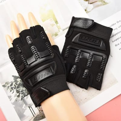 Gants d'équitation pour enfants demi-doigts antidérapants gants d'extérieur pour enfants terrain de jeu scolaire gants pour garçons et filles Haute Qualité Pratique Utilisation Quotidienne average size black