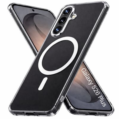 Samsung Galaxy S26 Plus Hoesje backcover Shockproof siliconen Transparant met geïntegreerde magnetische cirkel