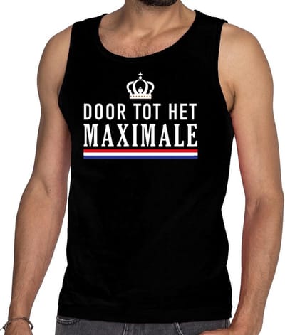 Zwart Door tot het maximale tanktop / mouwloos shirt - Singlet voor heren - Koningsdag kleding S