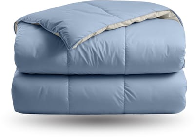 Zelesta Deluxe Duo Dream Blue & Cream 140x200 - Dekbed zonder overtrek - Eco Cloud vulling - Wasbaar hoesloos dekbed - Vaste overtrek - Percal katoen dekbed - All Year Winterdekbed & Zomerdekbed