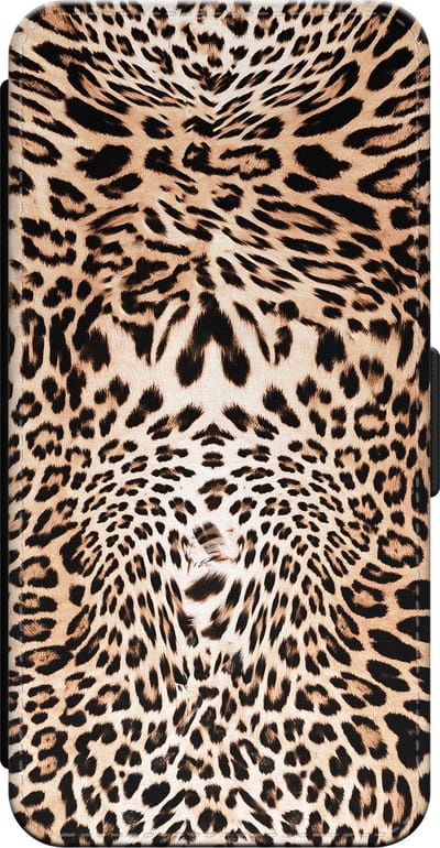 Leuke Telefoonhoesjes - Bookcase hoesje geschikt voor iPhone 14 bookcase leer - Animal print - Animal print - Wallet case met pasjeshouder - Luipaardprint - Bruin