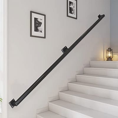 Moderne zwarte trapleuning set 30cm-600cm - wandmontage metalen handgreep
