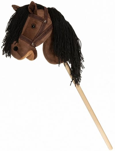 Teddykompaniet - Stokpaard - Pluche paard - houten stok, teugels, 80 cm, T-TED-03002