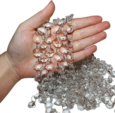 Dailygoods - Helder Glazen Kristallen Kandelaar - Decoratieve Kralen Ketting - 1 m Guirlande - Transparant - Voor Huwelijk en Feest - DIY Decoratie