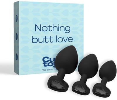 Cupitoys® Siliconen buttplug set van 3 - Diamant zwart - Hartje - Sex toys voor vrouwen - Sex toys voor mannen - Buttplugs