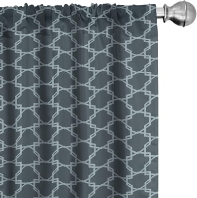 ABAKUHAUS Quatrefoil Gordijnen – 2x75x225 cm – Microfiber – Blauw