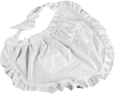 Dailygoods- Serveershort met 2 zakken - Vrouwenschort - Keukenschort - Horeca schort - Ruches - Afmetingen 66x42,6 cm