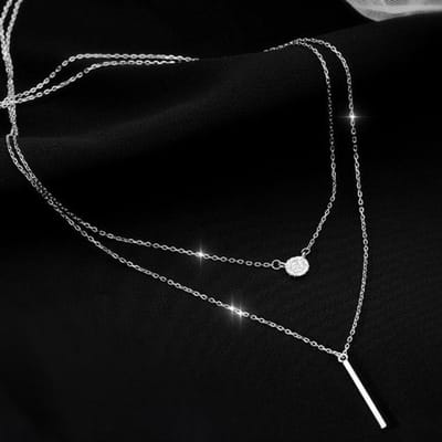 925 Sterling Zilver Vierkante Flash Diamant Ronde Dubbele Ketting Vrouwen Sleutelbeenketting Fijne Sieraden Feest Bruiloft Accessoires